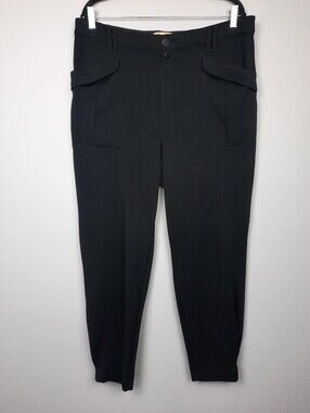 Democracy Ab Tech Solid Black Comfort Waist High Rise Pull On Trousers size 14